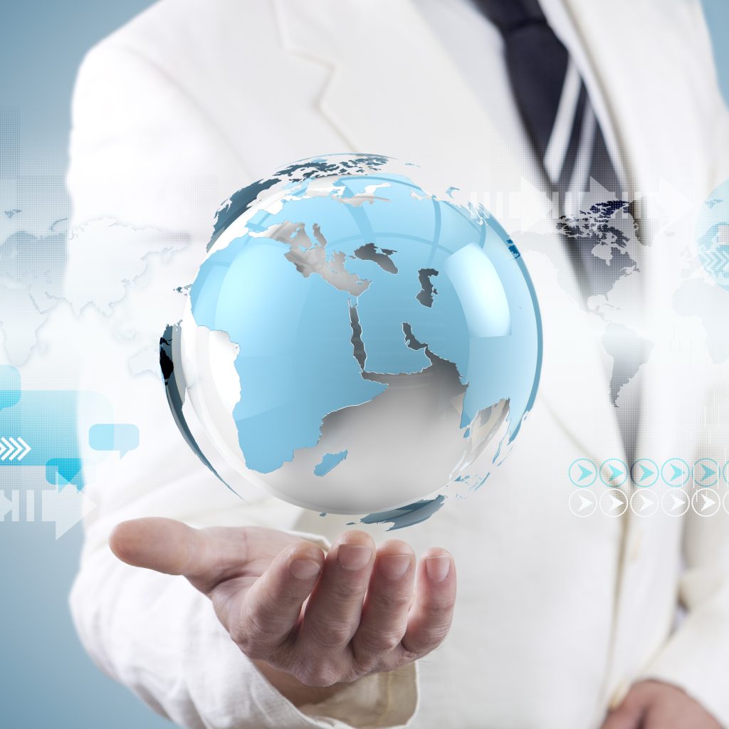 World map and technology business